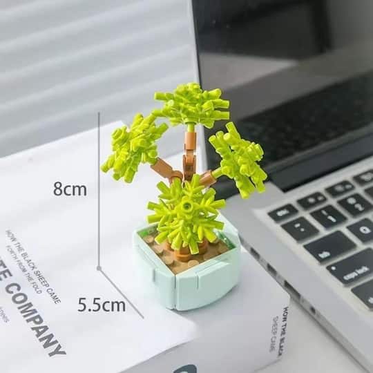 Wizardi Ball Pine Building Brick Mini Potted Plants Set